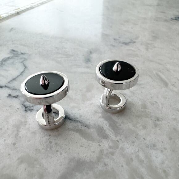 Eddie Borgo Spike Cufflinks Men 925 Sterling Silver Black‎ Modern - Picture 9 of 9
